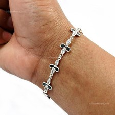 Naturel Zircone Véritable 925 Argent Sterling Handmade Noël Cadeau Bracelet