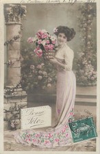 CP BONNE FETE FEMME ELEGANTE