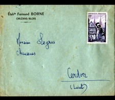 ORLEANS / BLOIS (45 / 41) CUIRS PEAUSSERIE "Ets Fernand BORNE" Enveloppe voyagée