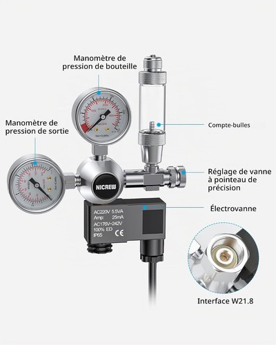 Kit régulateur co2 pour - régulateur,