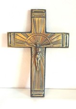 GRAND CRUCIFIX EN BRONZE DE STYLE ART DECO