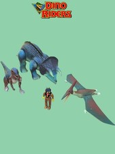 Dinosaure Dinoriders deinonychus+ triceratops + Pteranodon +figurine tyco 