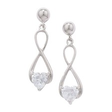 9ct or Blanc Infini Goutte Boucles Diamant Coeur Solitaire Gouttes 375 Poinçon
