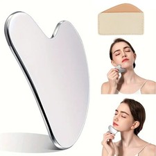 Planche Gua Sha Coeur Métallique pour Massothérapie Visage et Main avec Bords
