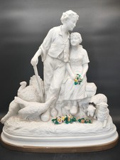 Imposant groupe en porcelaine biscuit signé d’après Joseph d’Asté scène paysanne