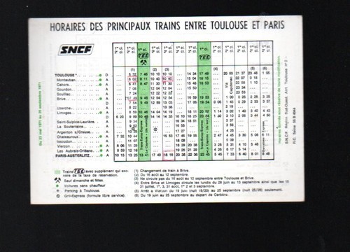 Horaires sncf paris toulouse - horaires,