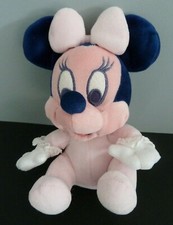 A3. DOUDOU PELUCHE BEBE MINNIE DISNEY PYJAMA ROSE BLEU 18cm assis EXCELLENT ETAT