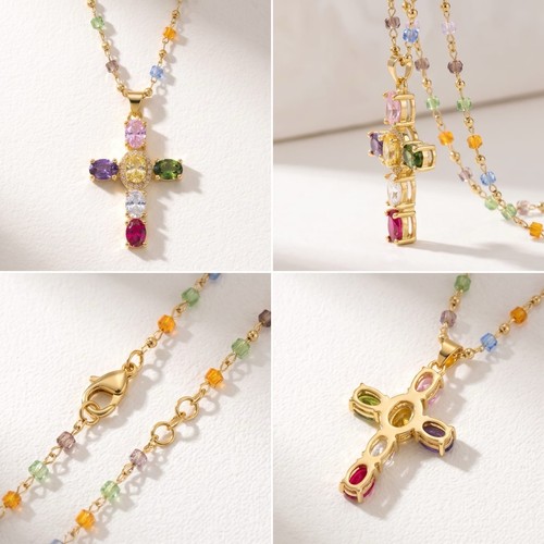Collier croix arc ciel - collier, arc-en-ciel