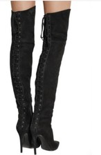 Miu Miu Suede Over The Knee Lace up Boots Size 5/35 $1077.00