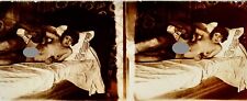 Vue stereo, Positif sur verre. Nu, scène érotique, 45 x 107 cm