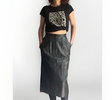 Jupe En Cuir Noir Vintage Année 90