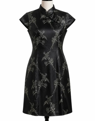 Robe satinée noire - , caroll