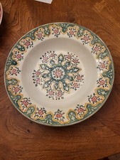 Plat rond, porcelaine opaque de Gien, XIX, motif ethnique