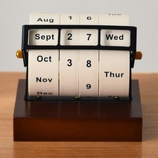 Calendrier de bureau pratique en bois, calendrier rotatif, mois, semaine, jour,
