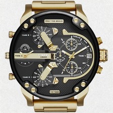 Casual Sportmontre Hommes DZ7333 Acier inoxydable Noir Cadran Or Bracelet 57mm