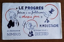 ❤️ RARE BUVARD JOURNAL LE PROGRÈS PROFESSEUR NIMBUS MOUSTACHE DONALD PRESSE BD 