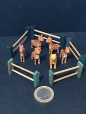 Lot 28 - jouet ancien miniature en bois - animaux 6 girafes  - Erzgebirge