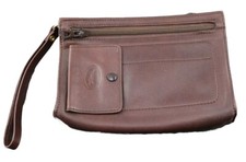LONGCHAMP Authentique Sacoche Homme En Cuir Marron, Pochette En Cuir Vintage