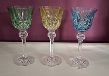 3 verres en cristal vert jaune