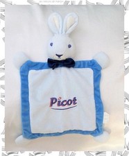 Doudou Peluche Lapin Plat Bleu