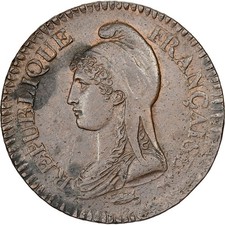 France, 1 Décime, Dupré, AN 5, Paris, Cuivre, TTB, Gadoury:187