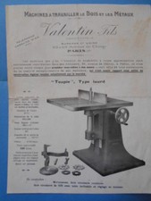 Vieux Papiers : Valentin Fils - Machines à travailler le Bois les Métaux - Paris