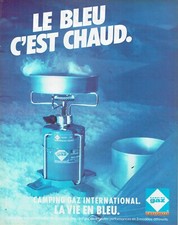 Publicité Advertising 089  1982  Camping Gaz   bouteille bleuet réchaud