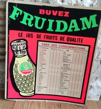 Plaque Carton Flocage Fruidam Genre Orangina Bar Bistrot Années 60 