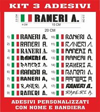 3 Adhésifs Nome + Drapeau Personnalisé Vélo Moto Casque Auto École Rally B26