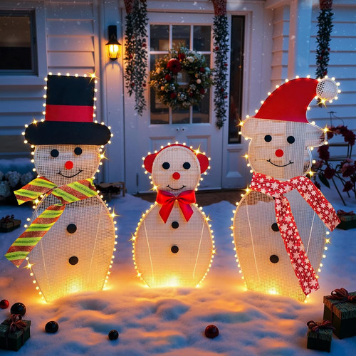 Piece lighted snowman - lighted,