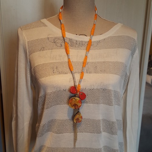 Collier perles orange visage - orange,