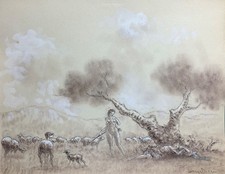 Diane chasseresse, dessin original du sculpteur Ary Bitter.