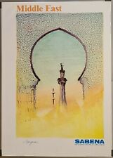 Bergman Robert Middle East Sabena Belgian World Airlines 1988 Affiche Originale	