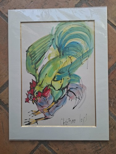 Aquarelle combat coqs - , "combat