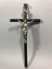 Ancien CRUCIFIX mural en bois noirci Époque Napoléon III Fin XIXe Ht:33 cm