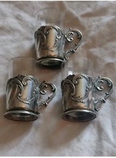 3 Portes Verres En Métal Argenté Christofle Gallia Décor Louis XVI