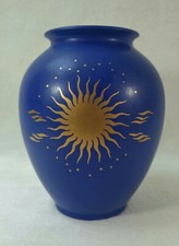 Vintage vase en céramique à décor émaillé Soleil & Lune West-Germany 1980