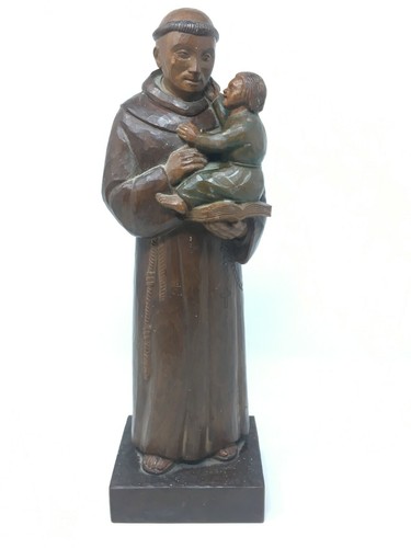 Statue bois sculpté moine - statue,
