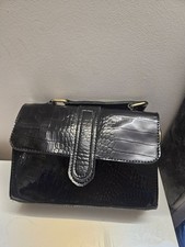Sac à main tout cuir Croco Noir