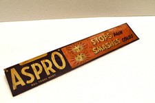 Vintage ASPRO Publicité Étain Signe Counter Affichage 27.9x5.1cm Empêche Douleur