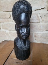BUSTE TÊTE HOMME AFRICAIN ÉBÈNE COLLECTION ART ARTISANAL