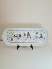 PLAT PLATEAU A CAKE EN PORCELAINE APILCO FRANCE MOTIFS LA FERME 