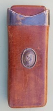 etui a cigare  ancien cuir et argent