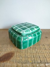 Ancienne Boîte en Céramique   LONGCHAMP France 1662 Carré Vert Rayures Art Déco 
