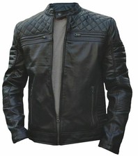 Veste noire en cuir de mouton véritable pour homme style vintage veste de...