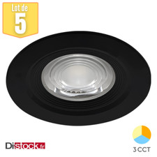 Lot de 5 spots LED encastrables étanches 3en1 rond noir 7W IP54