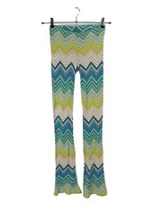 SEM PER LEI Pantalon en jersey Dames Pantalon T EU 38 bleu-vert-jaune primevère