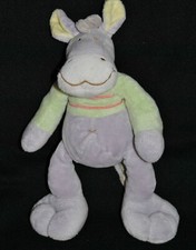 Doudou Poney Zèbre MOTS D'ENFANTS LECLERC Cheval Vert Parme Mauve Peluche 27 Cm
