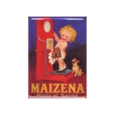 Plaque métal publicitaire 15x21cm bombée : Maizéna bascule by Auzolle