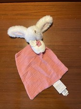 DOUDOU ET COMPAGNIE DC3979 Lapin blanc mouchoir lange rose Happy Boho Plaid